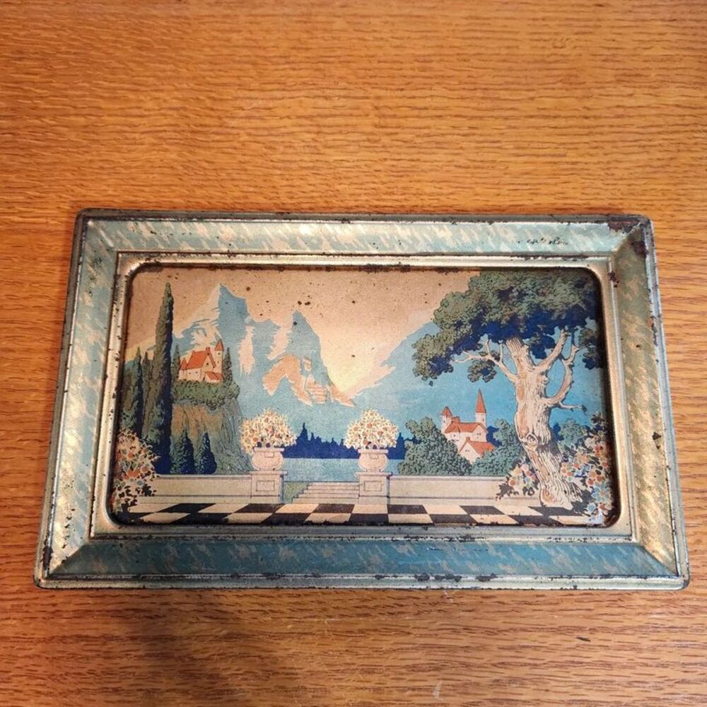 1930's Artstyle Chocolate Box Tin Cover ONLY